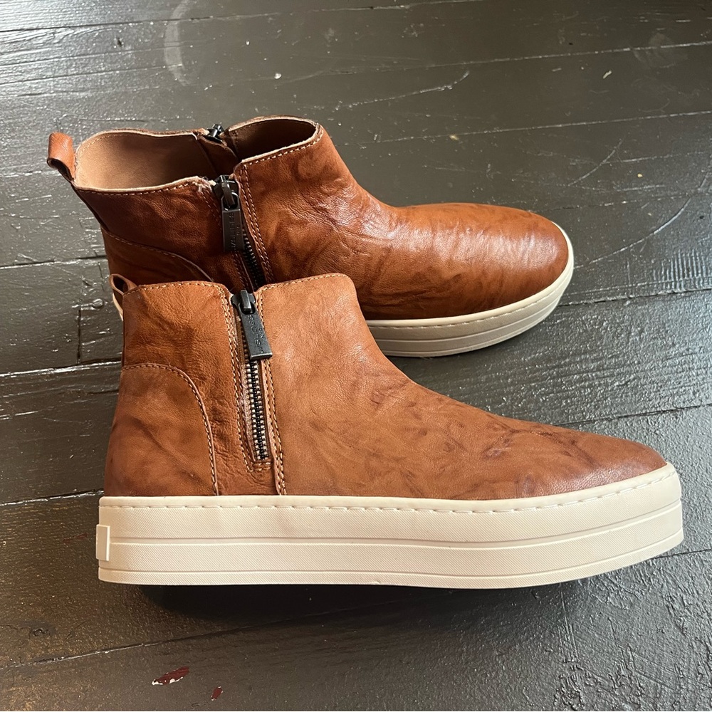 J Slides Brown Leather High-Top Top platform Sneakers